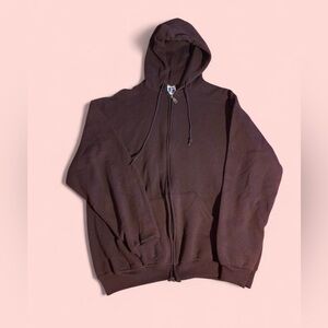 Russell Athletic Plum Brown Zip-Up Sweater